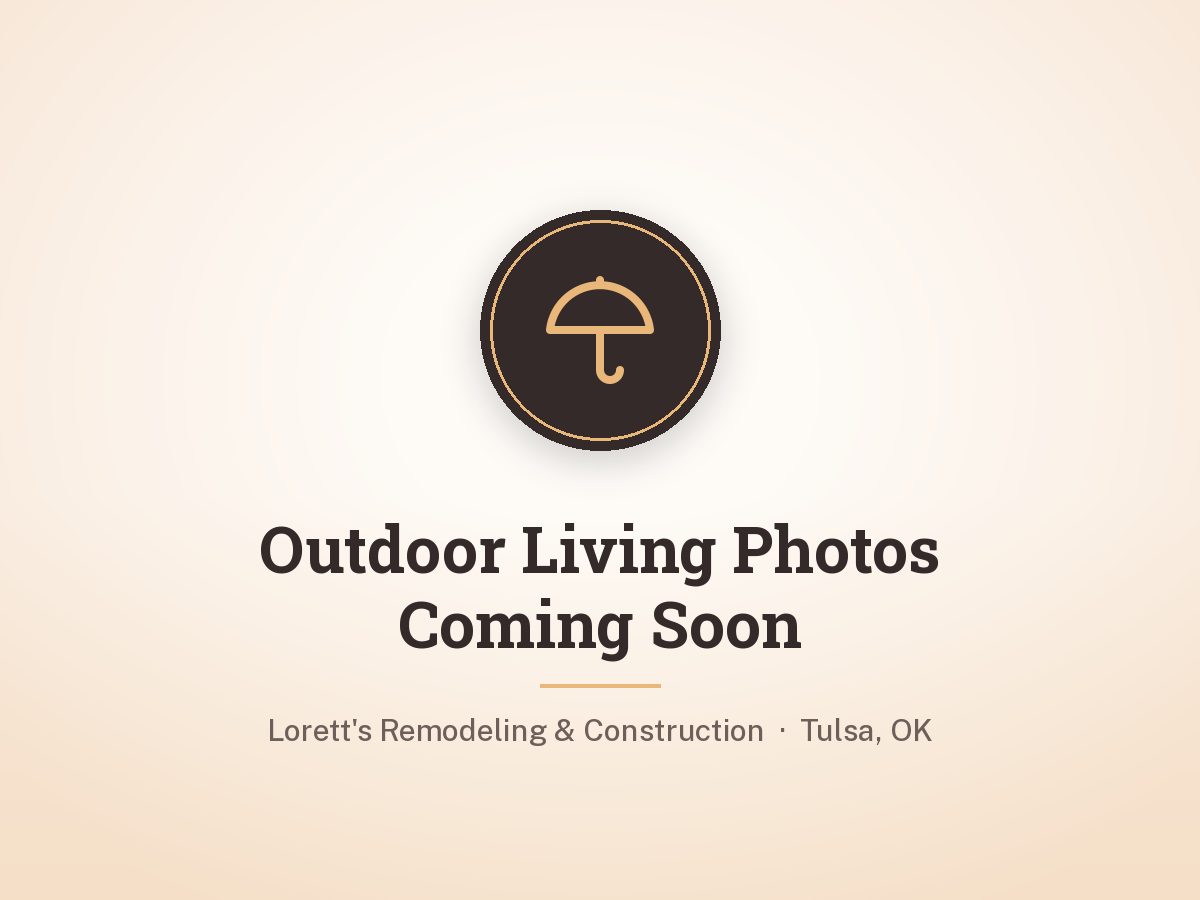 Covered patio outdoor living space by Lorett's Remodeling and Construction in Tulsa, OK